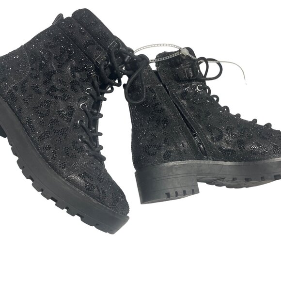 Gianni Bini Black Glitter Lace-Up Women’s Boots Size 6M - Picture 2 of 5